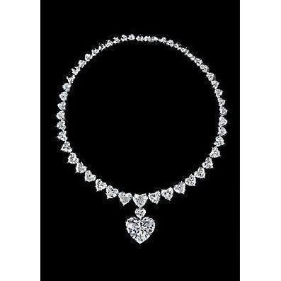 Colar de tênis de diamante com corte coração joias de ouro branco 29 ct - harrychadent.pt