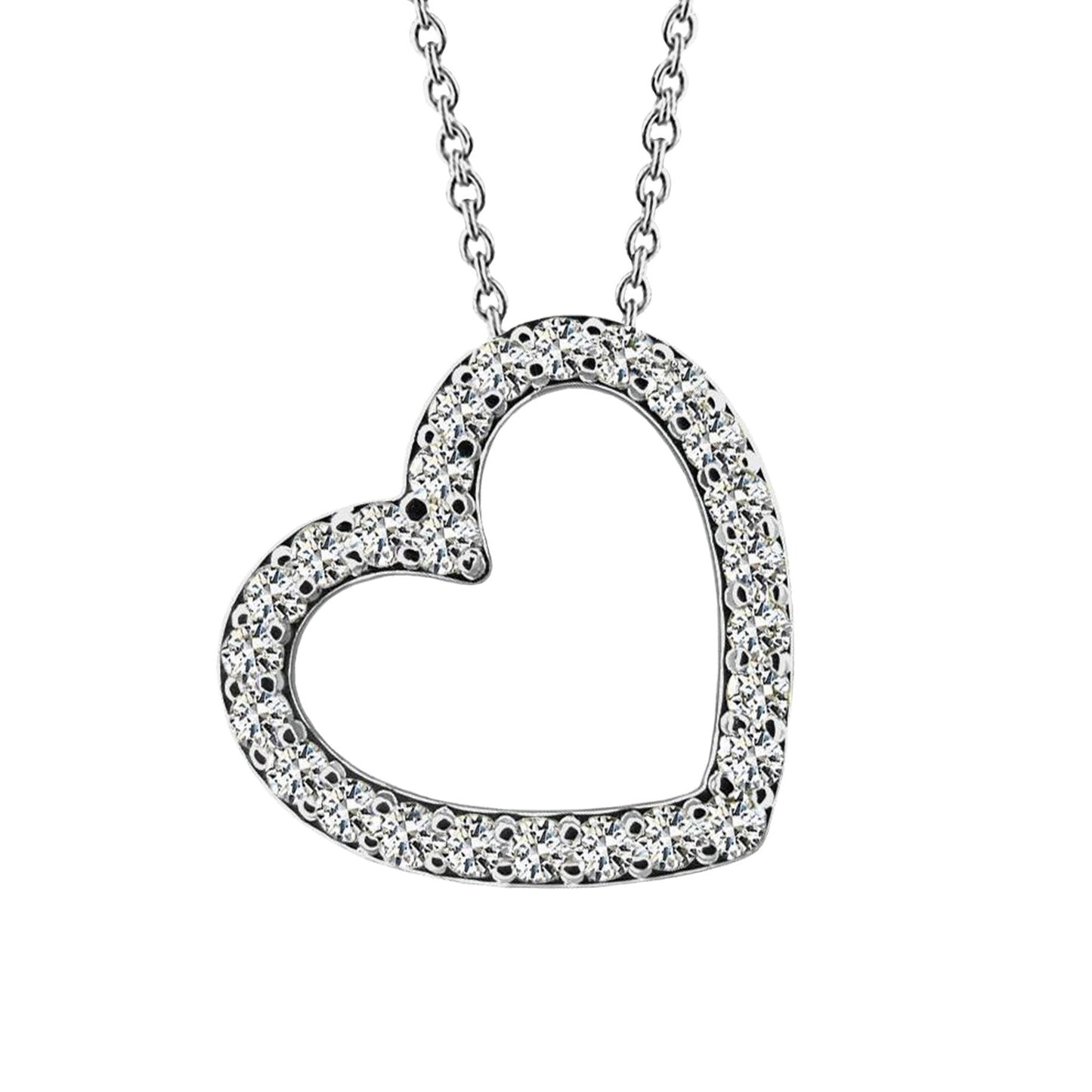 Colar Pingente em Forma de Coração 5.20 Ct Diamante com Corte Redondo em Ouro Branco - harrychadent.pt
