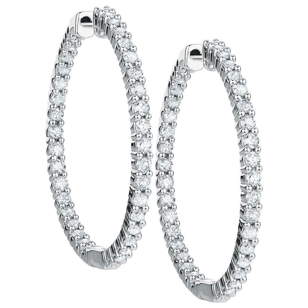 Brincos de argola femininos F Vvs1 5 quilates de ouro branco 14K - harrychadent.pt