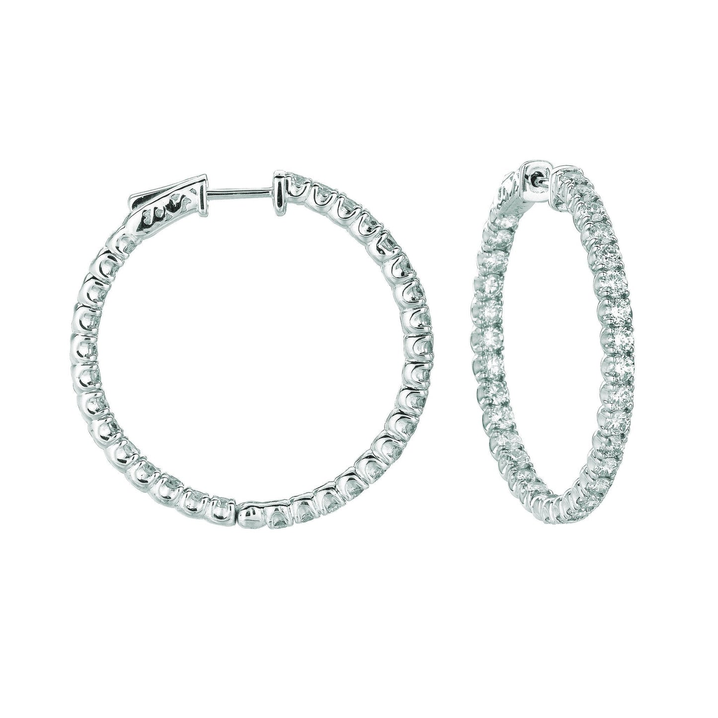 Brincos de argola / Snap Lock patenteado 4.50 quilates 14K branco - harrychadent.pt