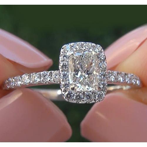 Diamante Halo Ring 2.50 quilates almofada acentuada em ouro branco - harrychadent.pt