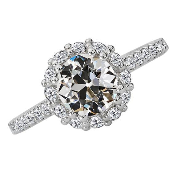 Anel de noivado de halo de corte de diamante redondo antigo corte de mina 5.50 quilates ouro branco - harrychadent.pt