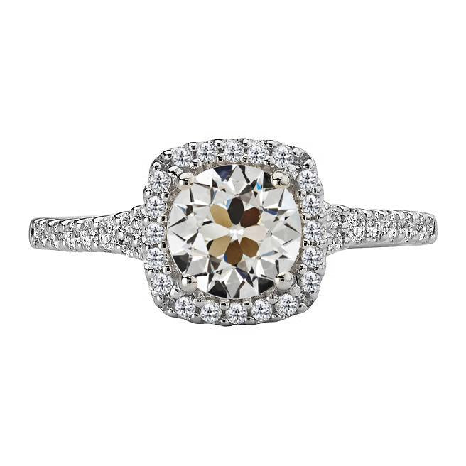 Anel de diamante Halo redondo antigo cortado em mina com detalhes em ouro 4.50 quilates - harrychadent.pt