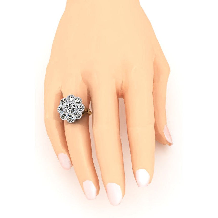 Naturais Antigos Mineiros Diamantes Anel de Halo Redondo Corte