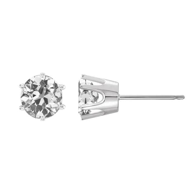 Brincos de diamante redondos joias antigas de mineiro empurrão de 3 quilates - harrychadent.pt
