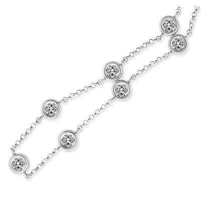 Colar de diamante feminino com jarda de 7 quilates Corrente de 18 ”em ouro branco 14K - harrychadent.pt