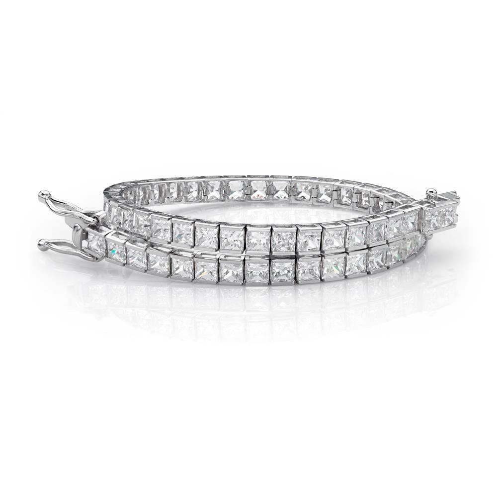 Feminino princesa corte 12.10 quilates diamante tênis pulseira fina joias - harrychadent.pt
