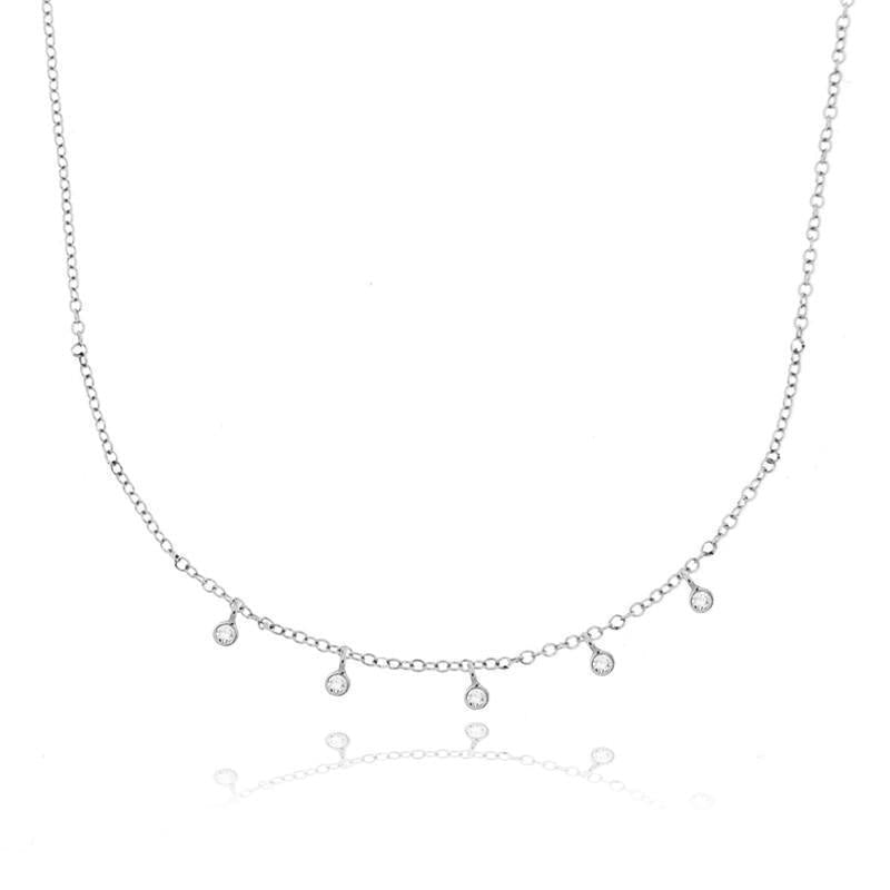 Colar de corrente de diamante redondo feminino ouro branco 14K joias 1 ct - harrychadent.pt