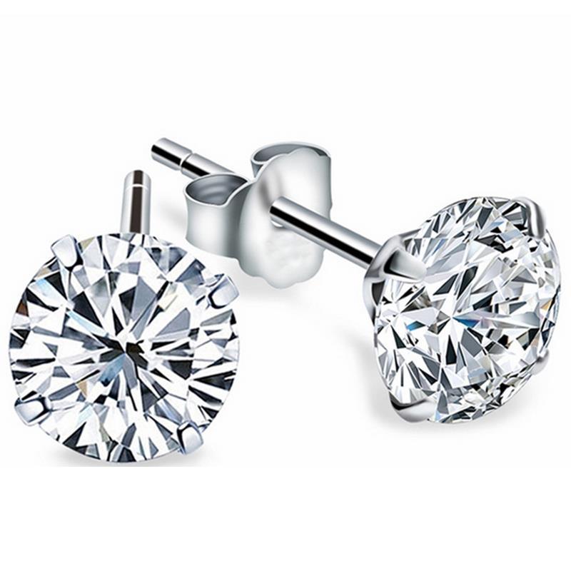 Brinco de diamante redondo feminino com joias de ouro branco de 4.5 quilates - harrychadent.pt