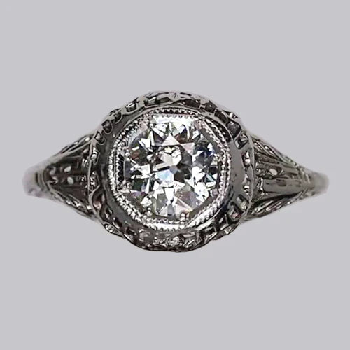 Like Edwardian Jewelry Gold Solitaire Old Miner Anel de diamante