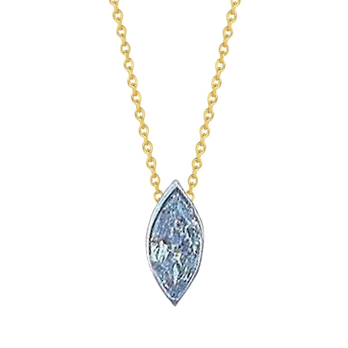 Colar com pingente bisel cravejado de diamante lapidação Marquise 1,50 quilates ouro