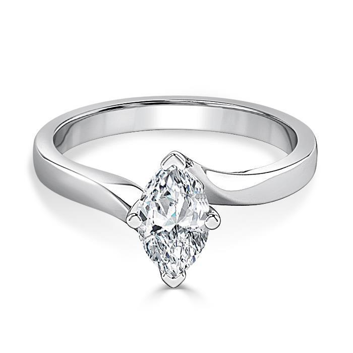 Marquise Cut 1.60 Ct Solitaire Diamond Anel de Noivado em Ouro Branco 14K - harrychadent.pt