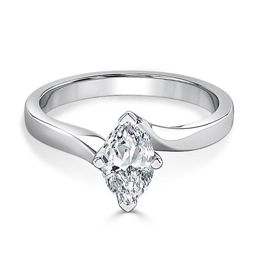 Marquise Cut 1.60 Ct Solitaire Diamond Anel de Noivado em Ouro Branco 14K - harrychadent.pt