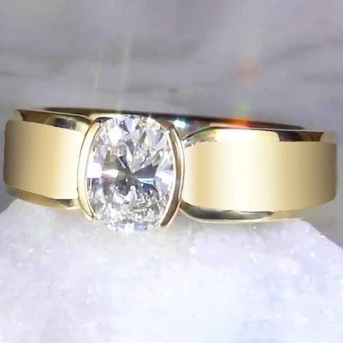 Solitaire masculino anel oval de diamante 1.50 quilates joias de ouro amarelo - harrychadent.pt