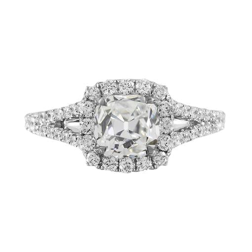 Almofada Old Cut Redondo Diamante Halo Ring Split Shank 4.50 quilates - harrychadent.pt