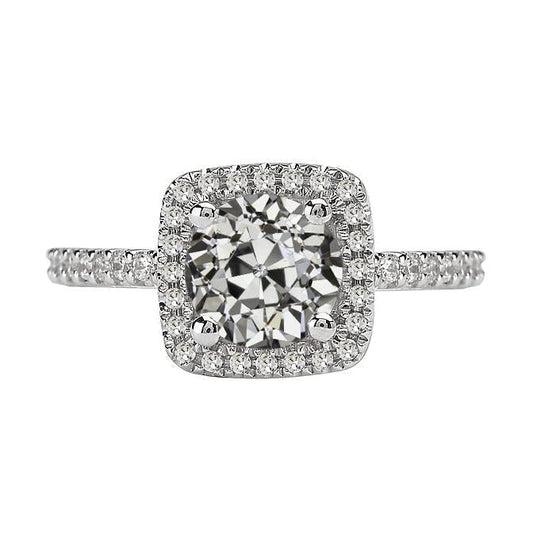 Aliança de casamento Old Cut Diamond Halo Joias de ouro 14K 4.50 quilates - harrychadent.pt