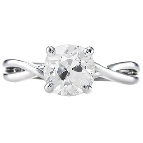 Old Mine Solitaire Diamond Ring 1,25 Quilos de Pressa Torcida Em Ouro Branco