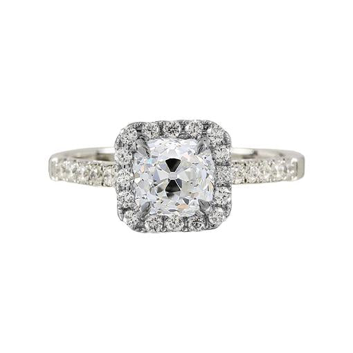 Almofada de mineiro antigo anel de diamante halo 1.75 quilates conjunto de joias - harrychadent.pt