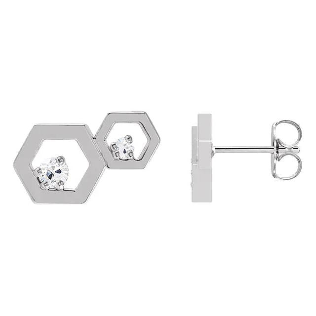 Old Miner Diamond Studs 1.50 quilates hexágono forma 2 pedras joias - harrychadent.pt