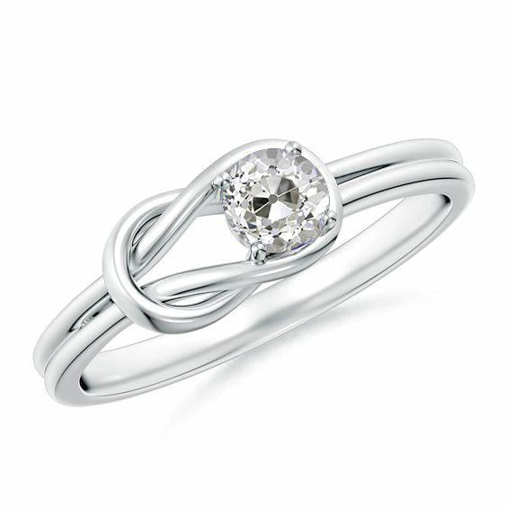 Old Miner Solitaire com anel de diamante redondo estilo nó 1 quilate ouro branco - harrychadent.pt