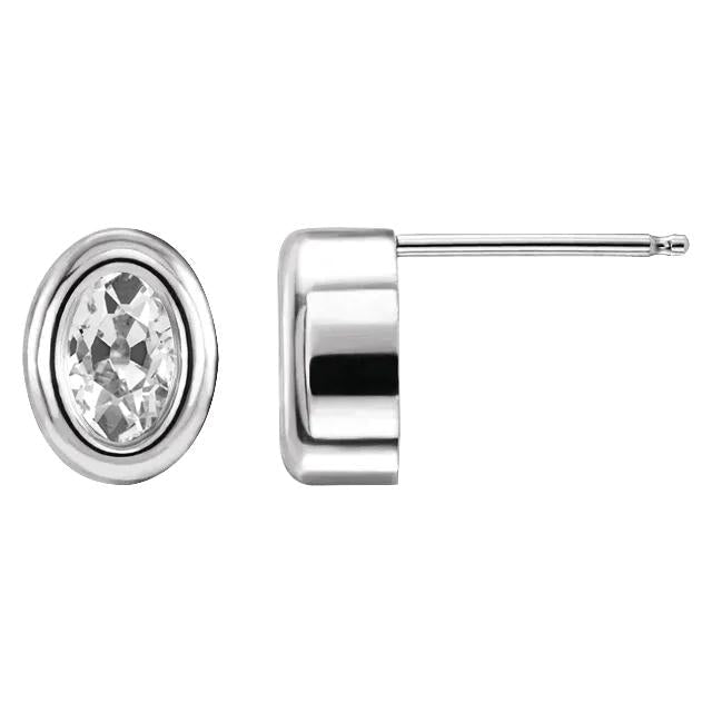 Oval Old Miner Diamond Studs Center Stone Setting: Bezel Set 4 Carats Solitaire - harrychadent.pt