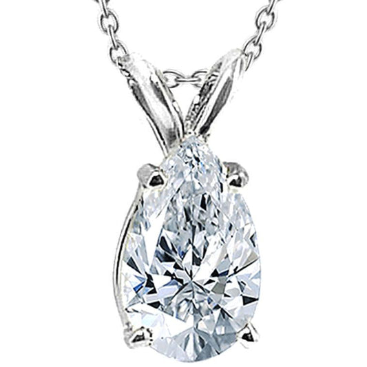 Pingente de diamante de pêra com corrente de 1 ct. Colar de diamantes - harrychadent.pt
