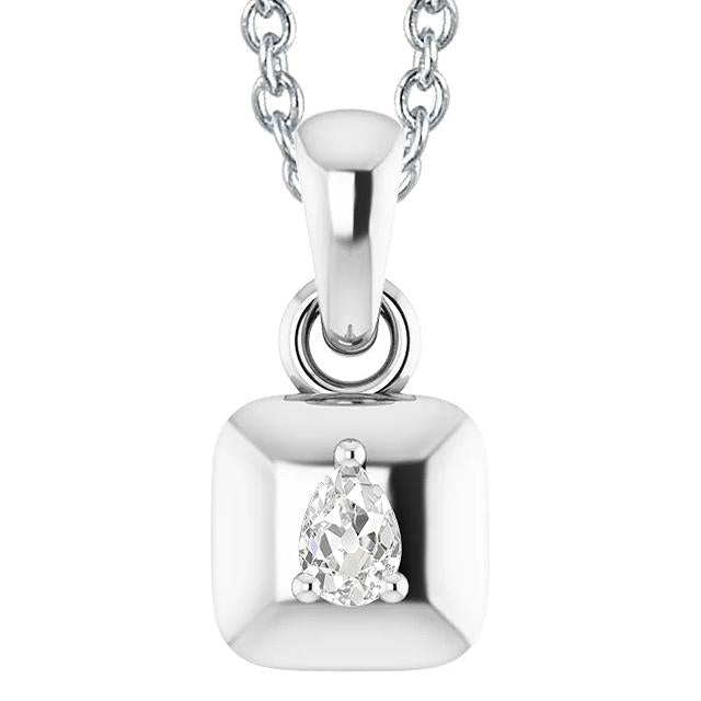 Pingente de diamante de 1 quilate de pêra antiga lapidação de ouro branco 14K - harrychadent.pt