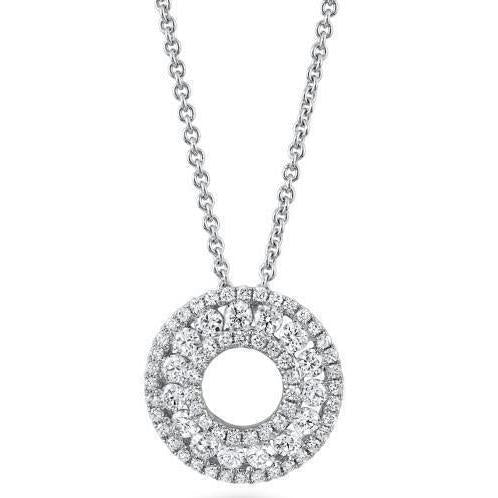 Colar Pingente Diamantes Redondos com Corte Brilhante de 0.66 Ct Ouro Branco 14K - harrychadent.pt