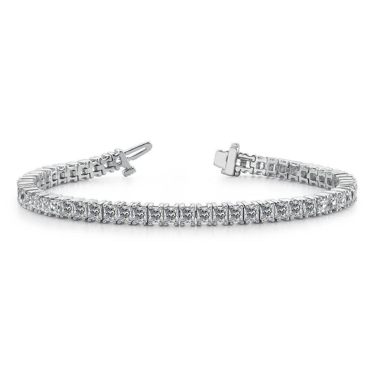 Pulseira Princess Cut 11 quilates de diamantes em ouro branco 14K nova - harrychadent.pt