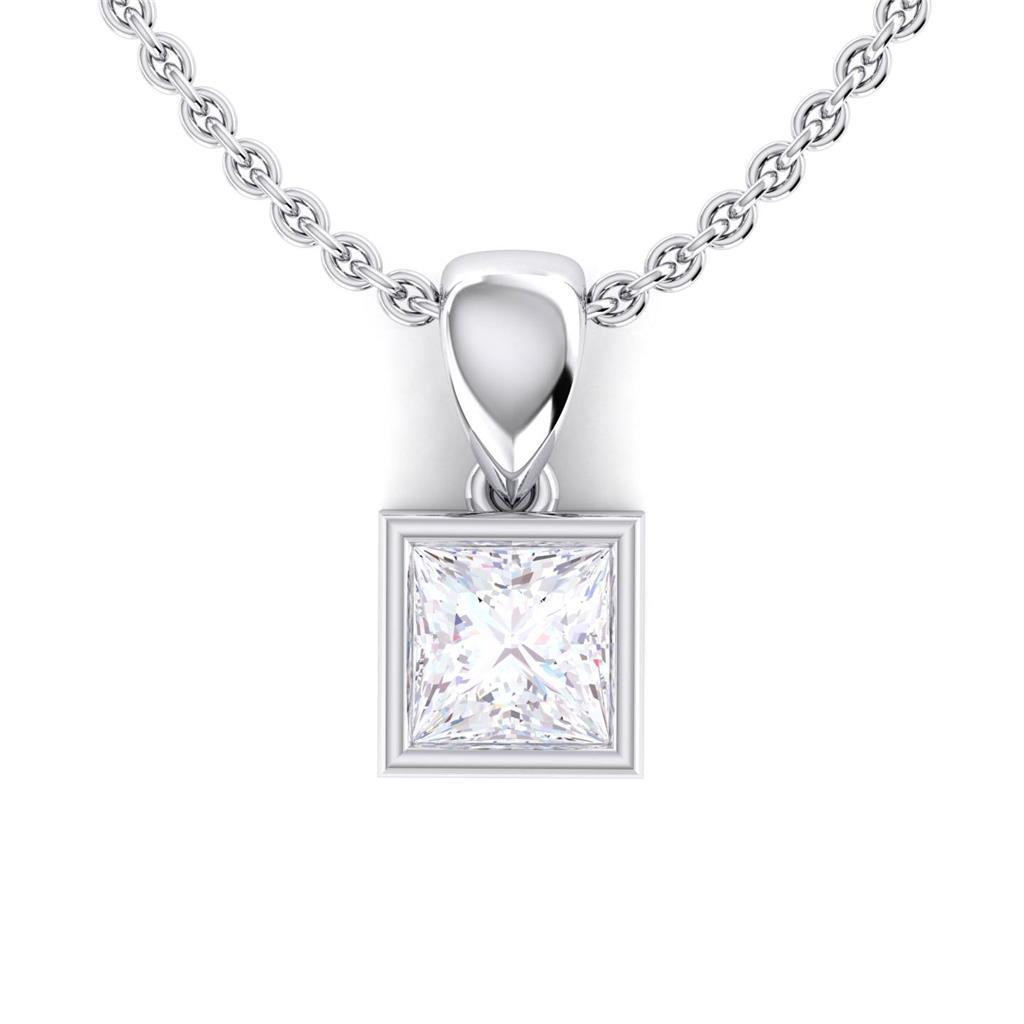 Conjunto de moldura de ouro branco Princess Cut Colar de diamante pingente 2,15 Ct - harrychadent.pt