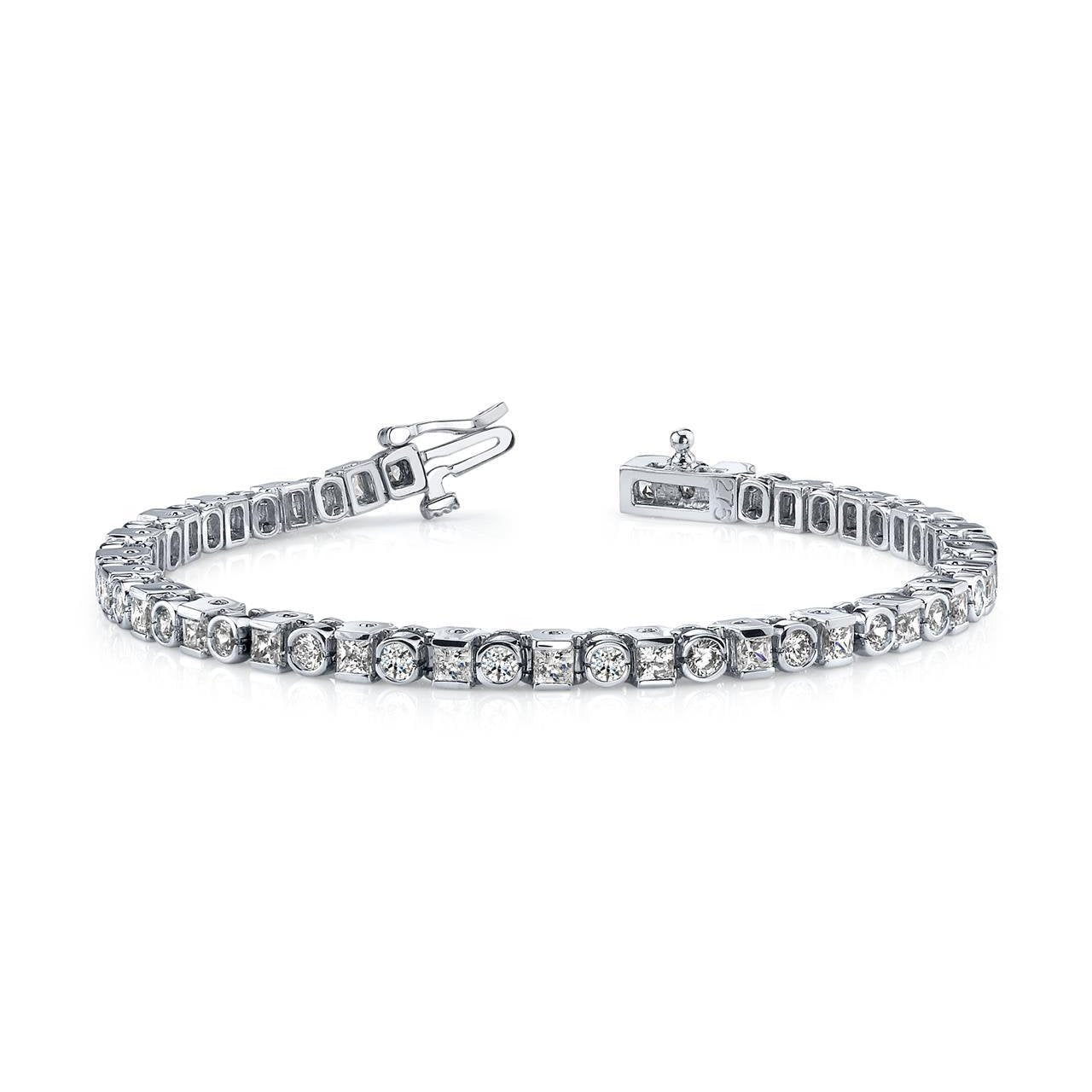 Pulseira de tênis Princess & Round Cut 10 Ct Diamonds Ouro Branco 14K - harrychadent.pt
