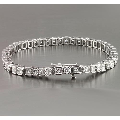 Pulseira de tênis de diamante redondo da princesa 7.20 quilates. ouro branco 14K - harrychadent.pt