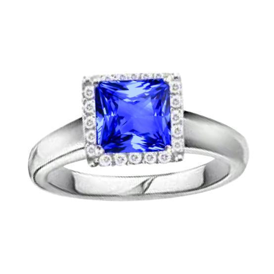 Anel de pedras preciosas em forma de princesa Ceilão Sapphire Diamonds 5.40 quilates - harrychadent.pt
