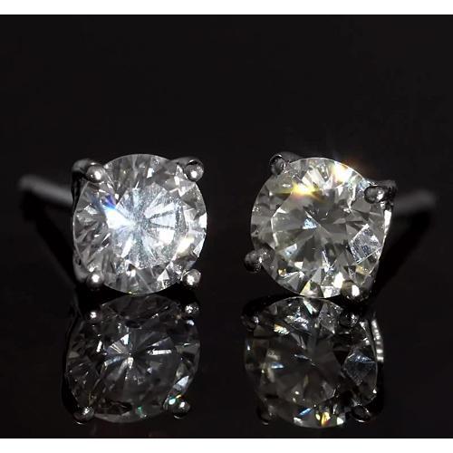 Brinco de pino redondo de diamante com pino de 1.80 quilates e ouro branco 14K - harrychadent.pt