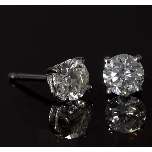 Brinco de pino redondo de diamante com pino de 1.80 quilates e ouro branco 14K - harrychadent.pt