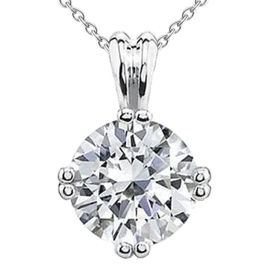 Colar com pingente de diamante de corte redondo 3,25 quilates com pingente de ouro branco 14K