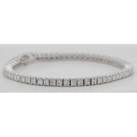Prong Set 9 quilates Princess Diamonds tênis pulseira de ouro branco - harrychadent.pt