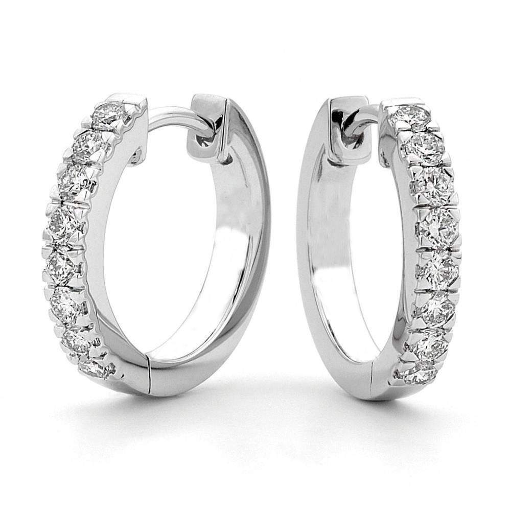 Conjunto de pontas espumantes de 4.00 ct brincos de argola de diamantes branco ouro 14K - harrychadent.pt