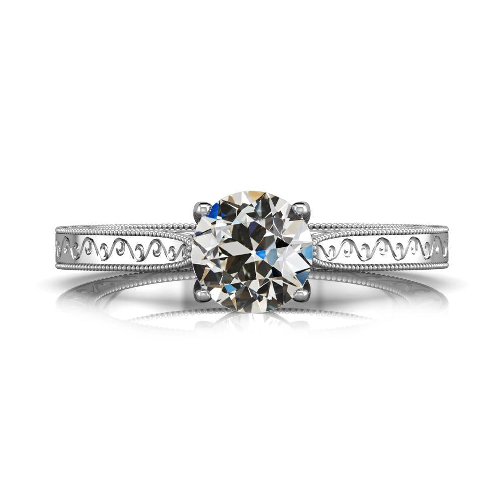 Anel Solitário de Estilo Antigo Redondo Diamante Europeu Antigo de 1.50 quilates - harrychadent.pt