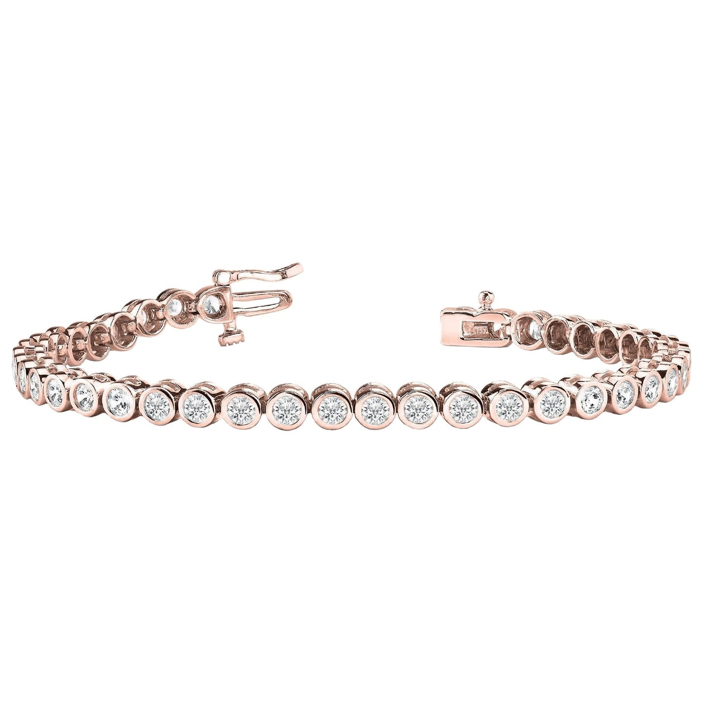 Conjunto de moldura de ouro rosa 14K com 5.60 quilates de pulseira de diamante com corte redondo - harrychadent.pt