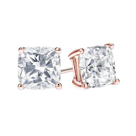 Ouro rosa 4.00 quilates almofada com corte de diamantes e brincos novos - harrychadent.pt