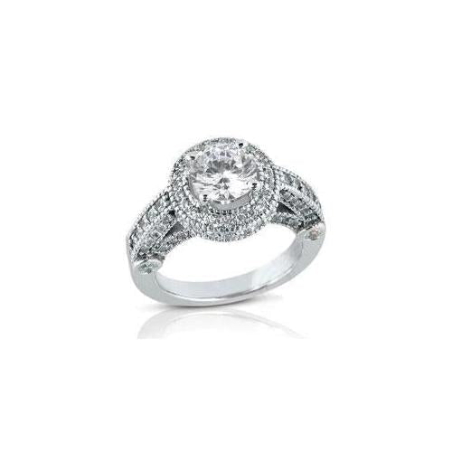 Anel Halo de Diamante Redondo Estilo Antigo Ouro Fino 1.50 Ct. - harrychadent.pt