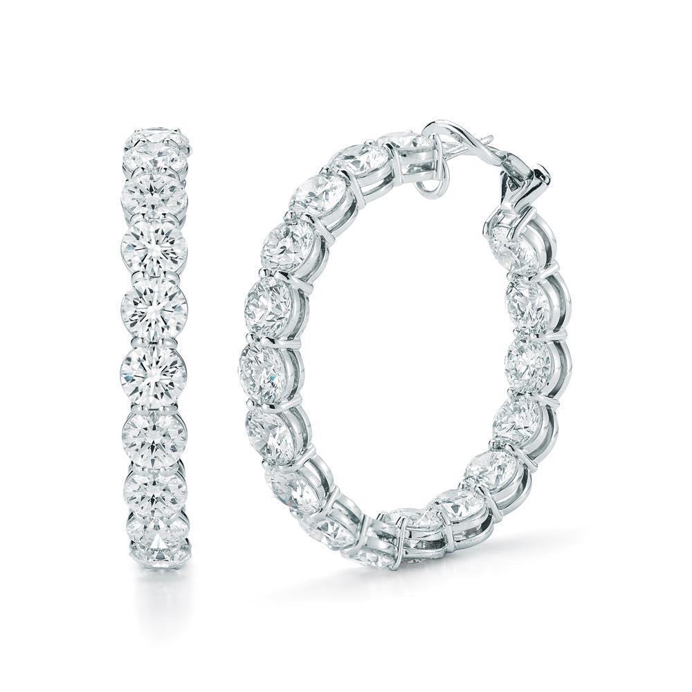 Brincos de argola de diamantes redondos lapidação brilhante de 5,10 quilates em ouro branco - harrychadent.pt