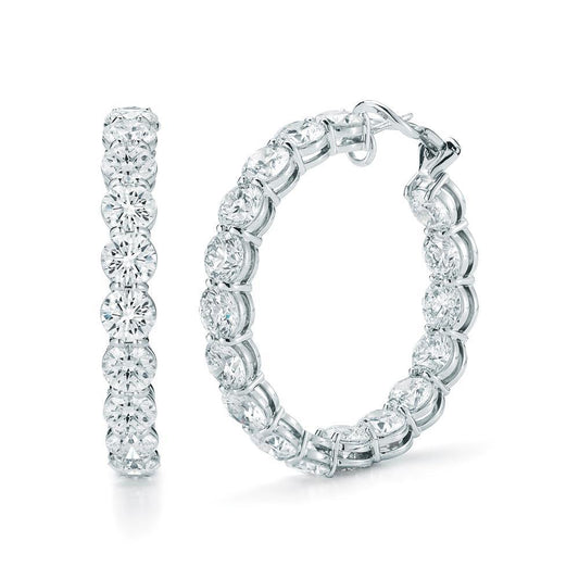 Brincos de argola de diamantes redondos lapidação brilhante de 5,10 quilates em ouro branco - harrychadent.pt