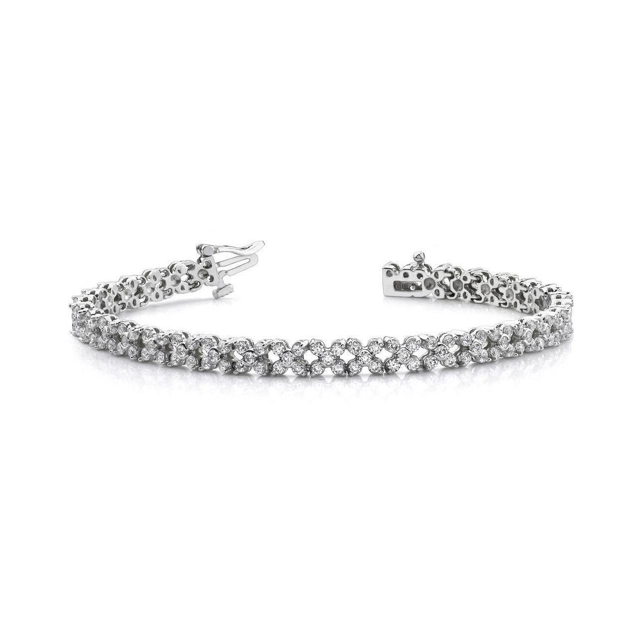 Bracelete de flores com diamantes de 8.25 ct redondo brilhante. ouro branco 14K - harrychadent.pt