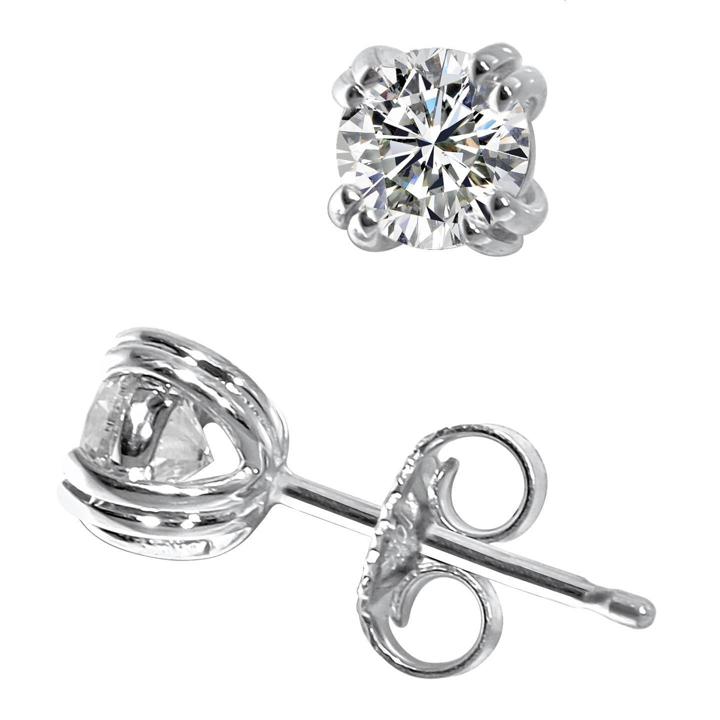 Brincos de diamante de corte redondo de 2.30 quilates em ouro branco 14K novo - harrychadent.pt