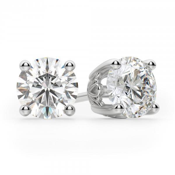 Brincos de cravo de diamante com corte redondo 3.50 ct ouro branco 14K - harrychadent.pt