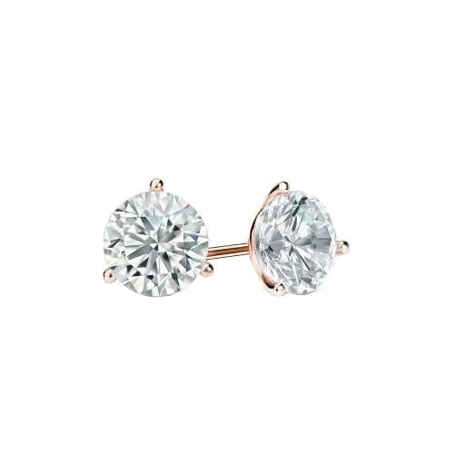 Brincos de cravo de diamante com corte redondo 4.50 quilates ouro rosa 14K - harrychadent.pt