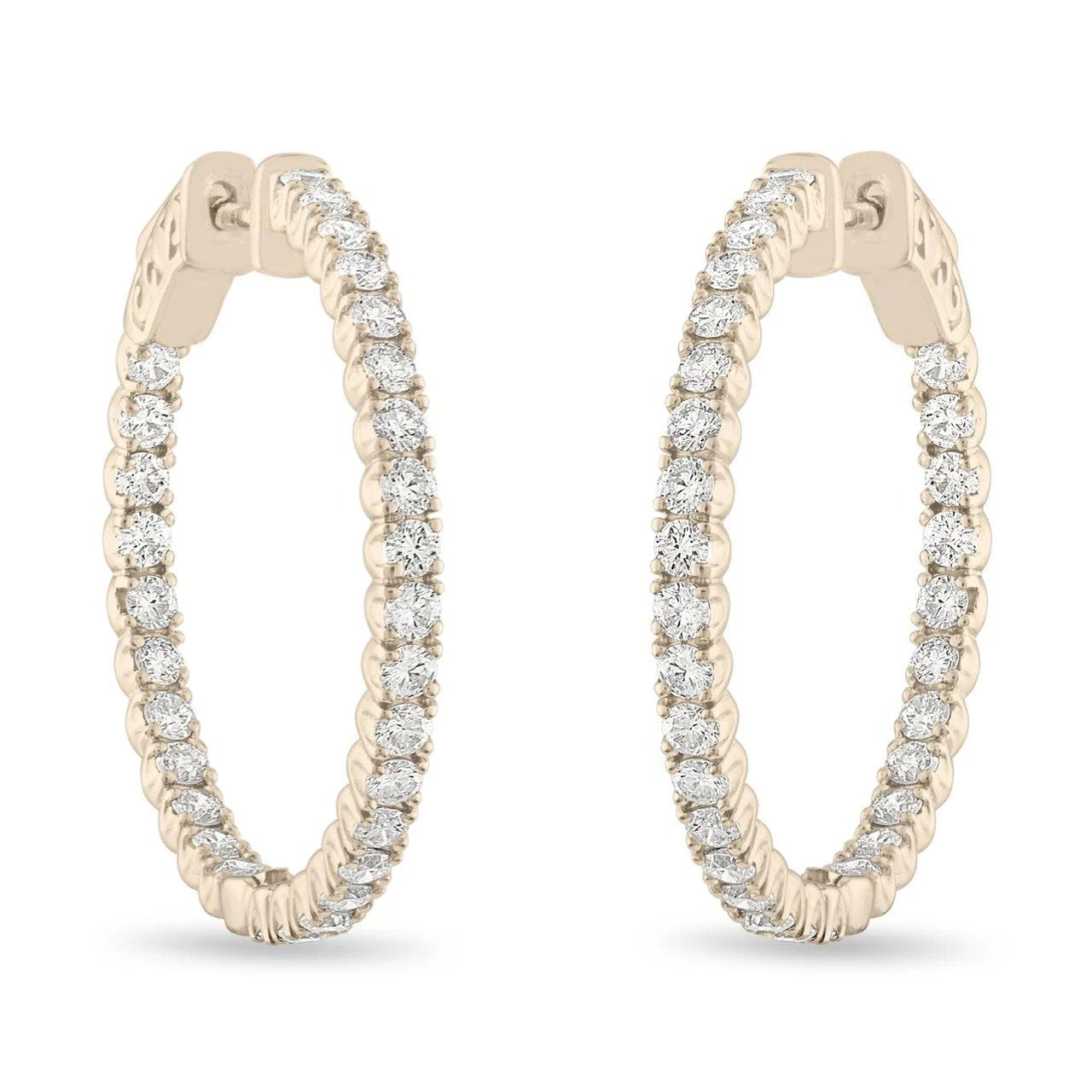 Brincos de argola feminino com corte redondo 4.50 quilates e ouro amarelo 14K - harrychadent.pt