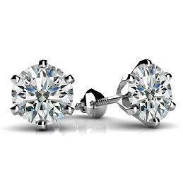 Brinco de diamante com corte redondo e joias femininas de ouro branco de 2.10 quilates - harrychadent.pt